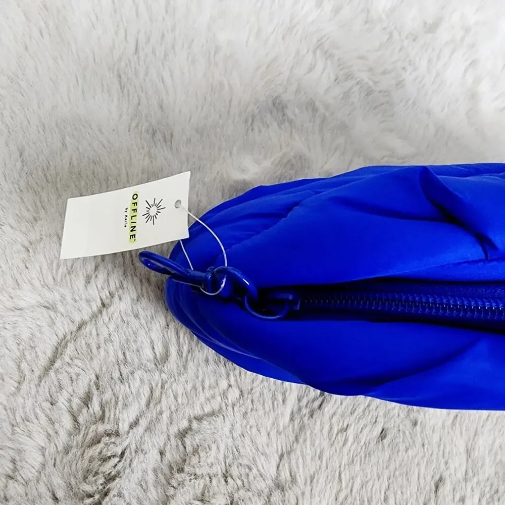 Aerie Offline Puff Love Blue Cosmetic Pouch Mini Bag Puffer Makeup Case NWT Blue